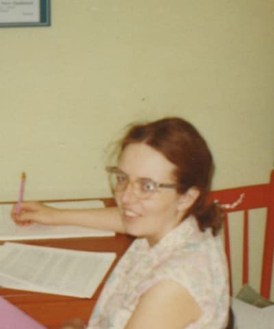 A young Merrilyn working hard